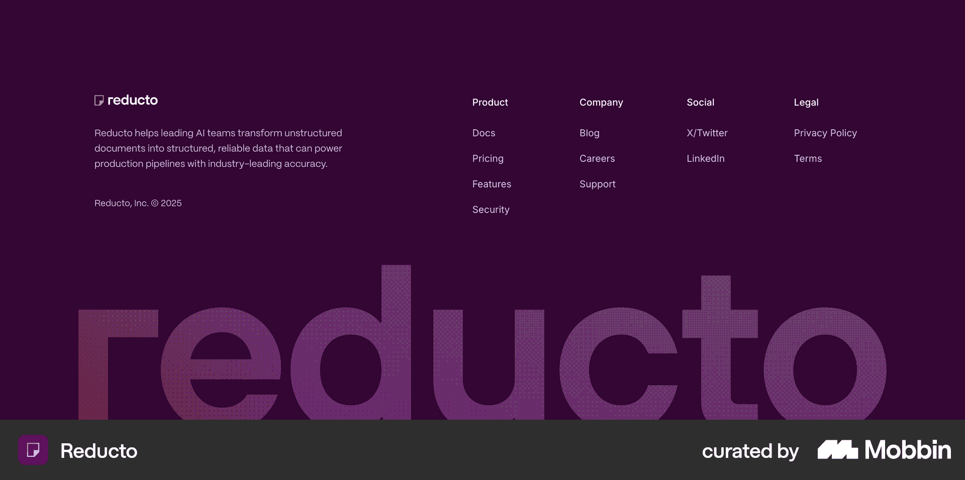 Reducto footer section